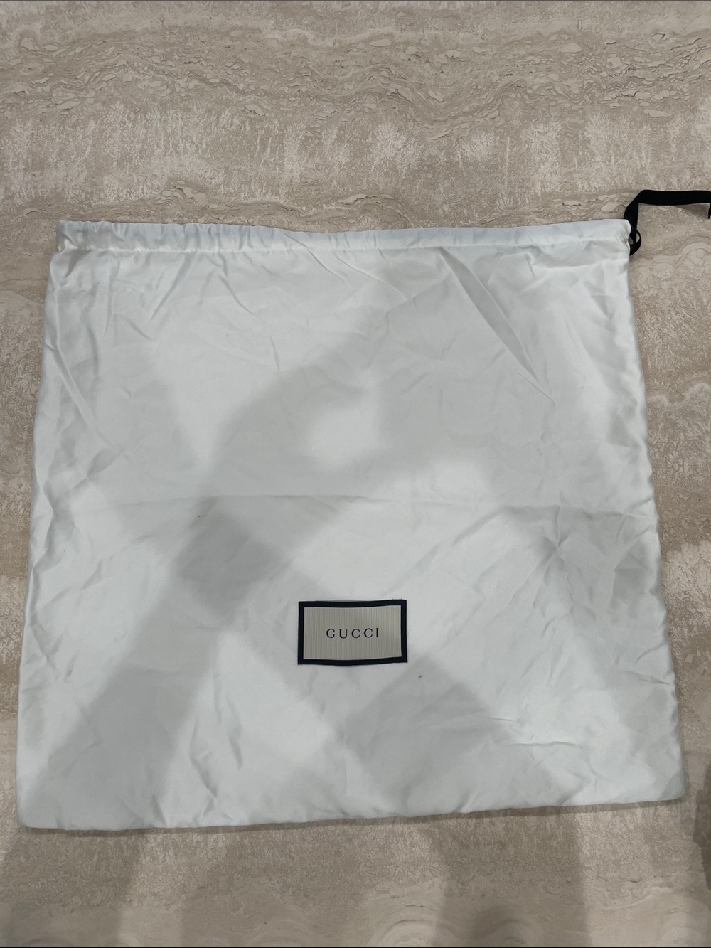 Gucci White Drawstring Dust Bag with Black Trim